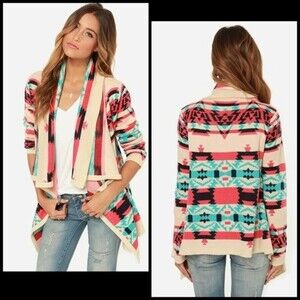 Anthropologie Moon Collection Aztec Drape Cardigan Size Small